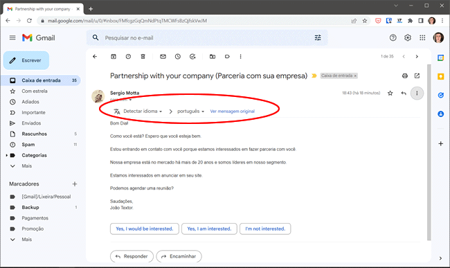 como traduzir email gmail img3